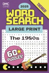 Cover of "The 1990s Word Search" - a nostalgic word search puzzle book featuring 60 puzzles filled with ‘90s pop culture, music, movies, and fads.