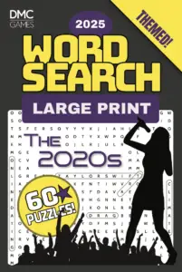 Cover of "The 2020s Word Search" - a puzzle book featuring 60 word search challenges inspired by the defining trends, events, and pop culture of the decade.