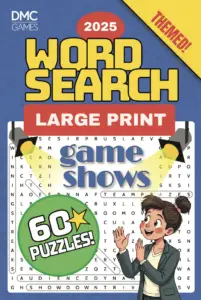 Cover of "Game Shows Word Search" - a puzzle book featuring 60 word search challenges inspired by classic game shows, famous hosts, and trivia competitions.