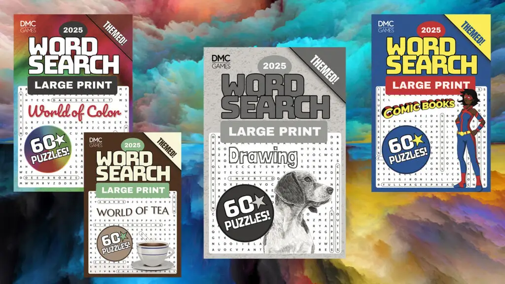 Featured image for the article "Themed Word Search Puzzle Books," introducing a collection of word search books covering a variety of engaging themes.