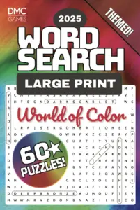 Cover of "World of Color Word Search" - a puzzle book with 60 word search puzzles celebrating color theory, artistic palettes, and the beauty of hues.