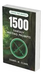 A mockup of the 1500 Fantasy Writing Prompts book, print version